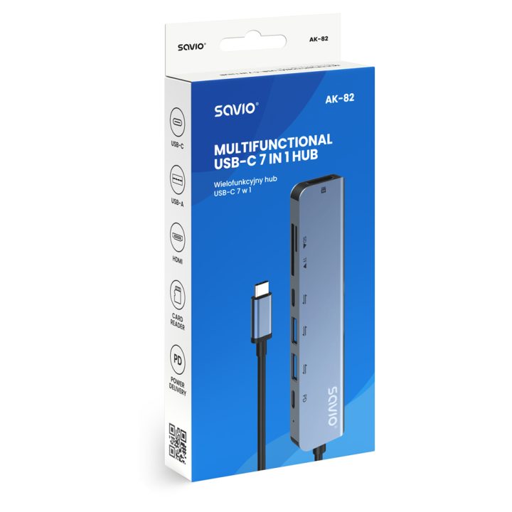 Hub Savio 7EN1 USB-C AK-82