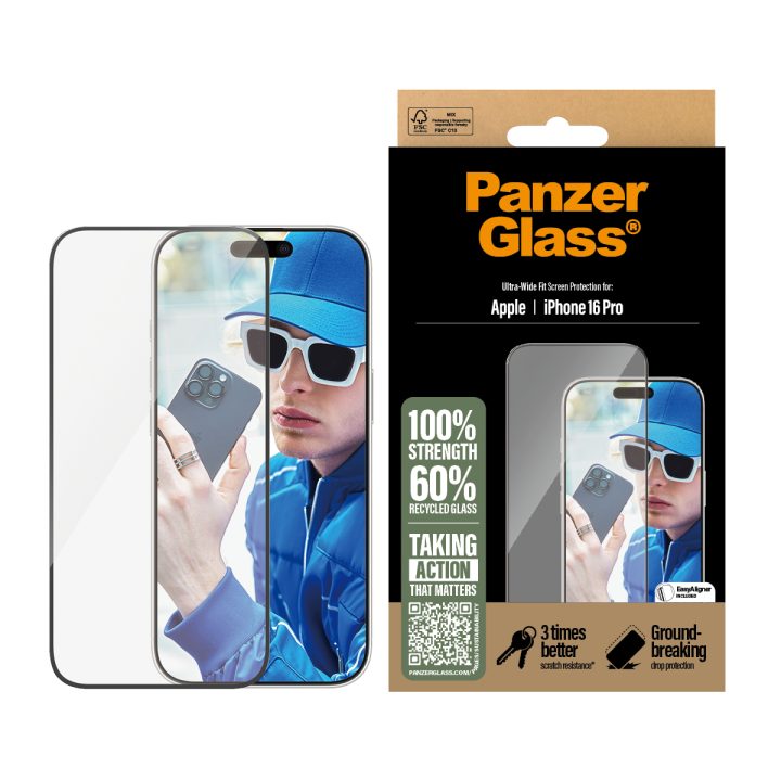 PanzerGlass ® Protetor de Ecrã iPhone 16 Pro | Ultra-Wide Fit…