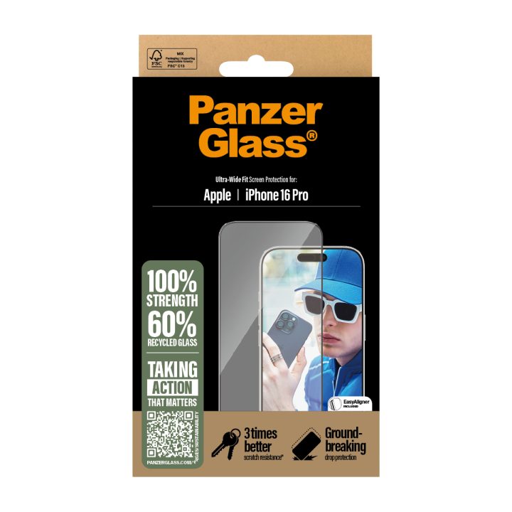PanzerGlass ® Protetor de Ecrã iPhone 16 Pro | Ultra-Wide Fit…