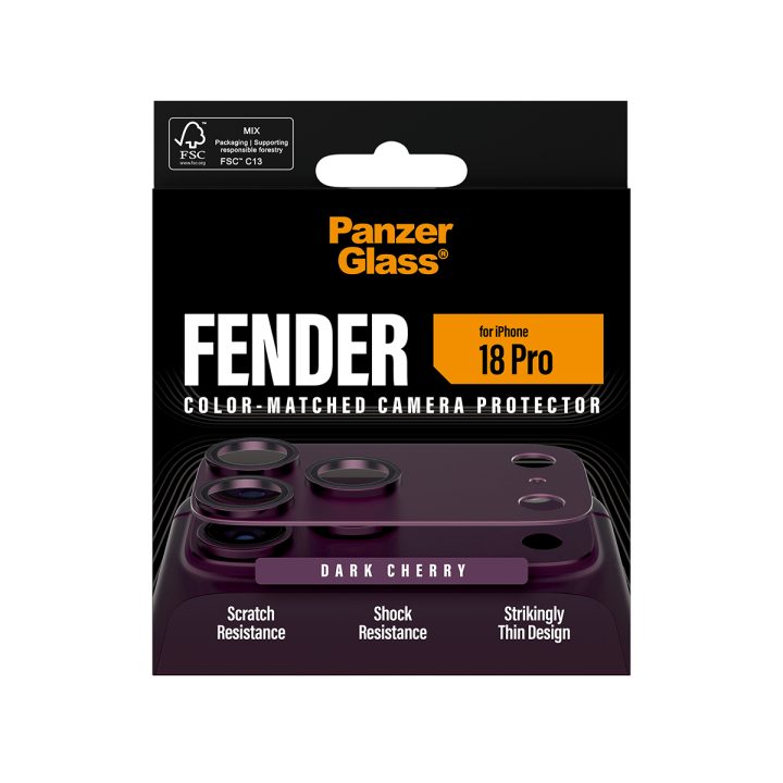 PanzerGlass ® Fender Camera Lens Protector Dark Cherry iPhone 18 Pro…
