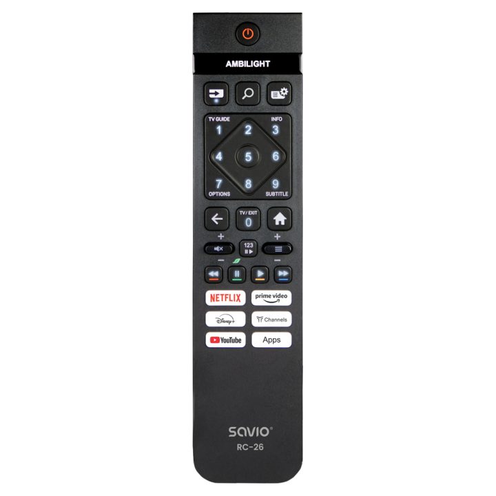 Comando de TV Savio RC-26 compatível com Philips