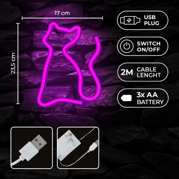 Forever neon LED cat pink lamp (RTV100210)