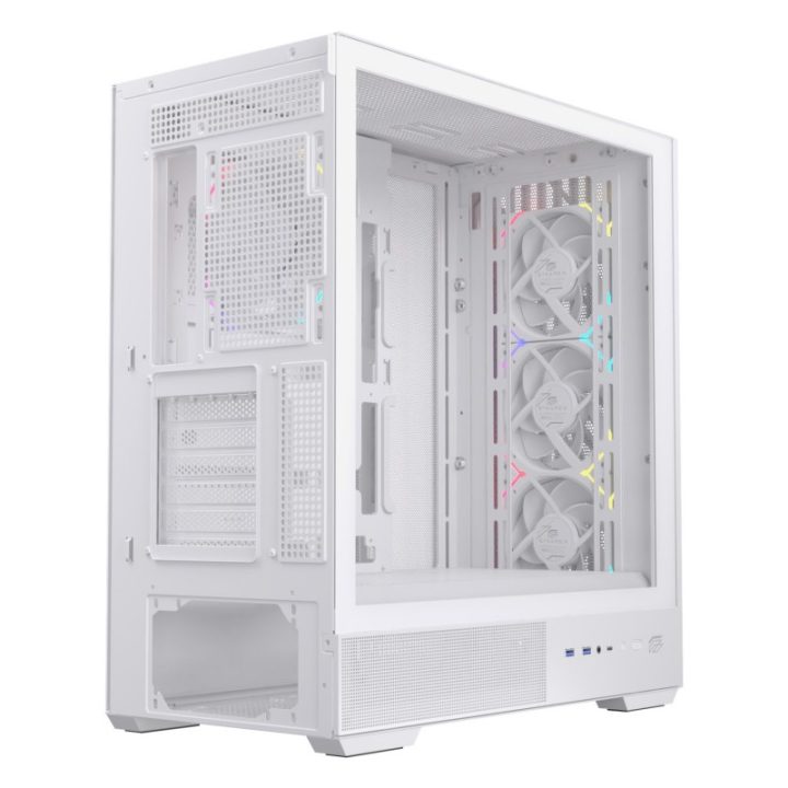 Einarex P800 ATX RGB Tempered Glass White Gaming PC Case…