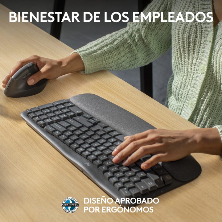 Logitech Wave Keys for Business, teclado ergonómico sem fios com…