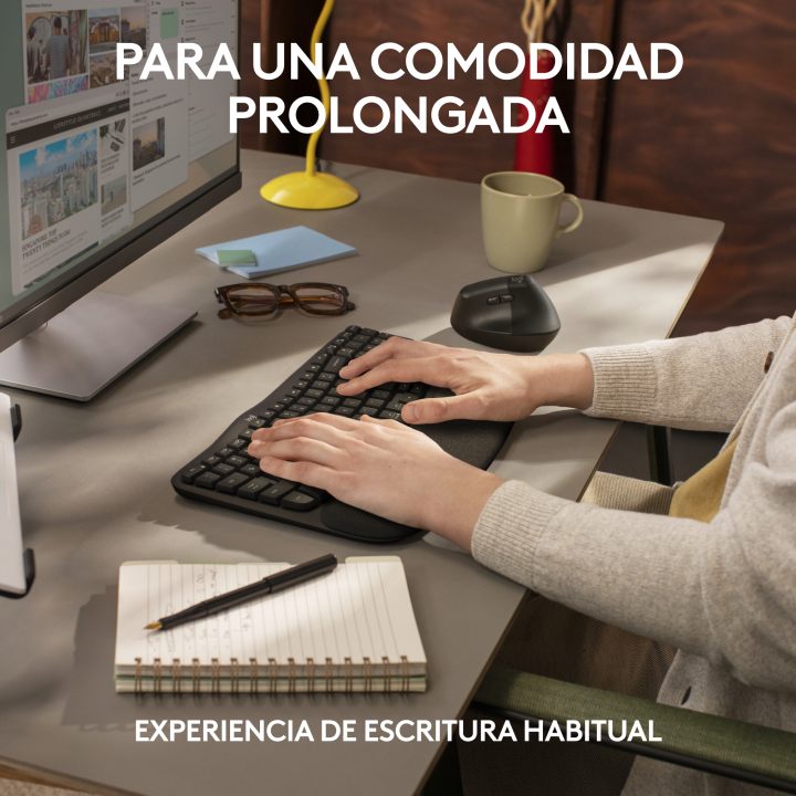 Logitech Wave Keys for Business, wireless ergonomic keyboard with…
