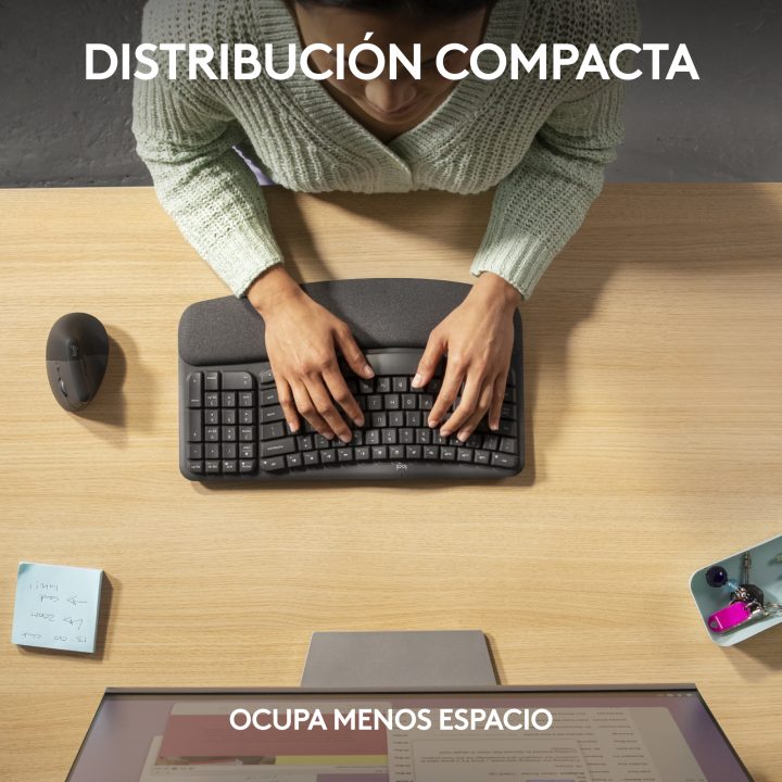 Logitech Wave Keys for Business, teclado ergonómico sem fios com…