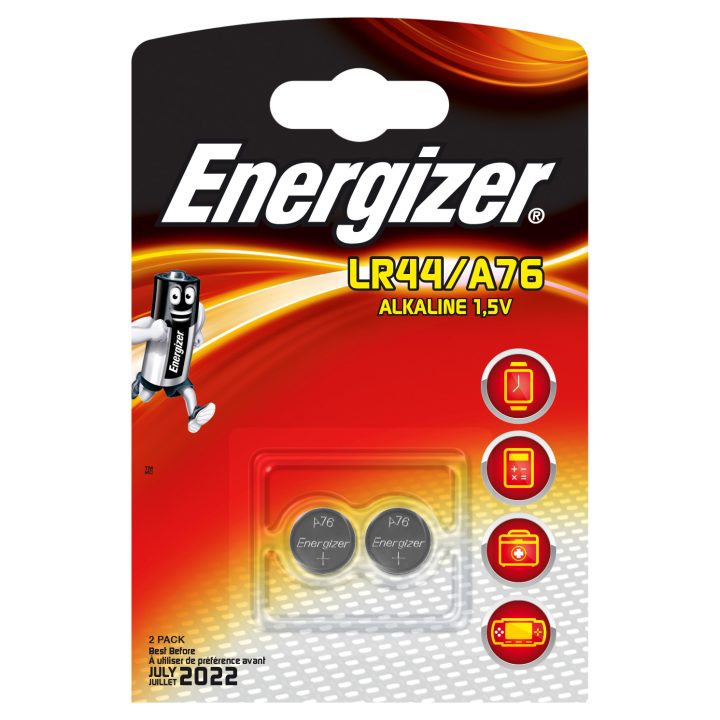 Blister 2 button cell batteries model A76/LR44 Energizer 639317