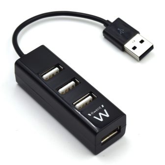 Ewent EW1123 hub de interfaz USB 2.0 480 Mbit/s Negro