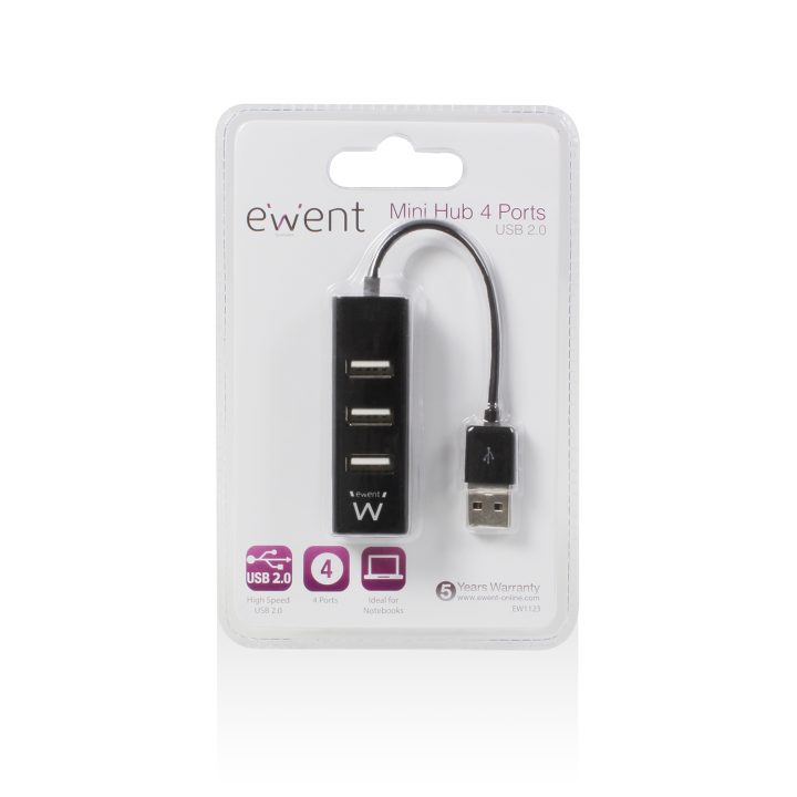 Ewent EW1123 USB 2.0 Interface Hub 480 Mbit/s Black