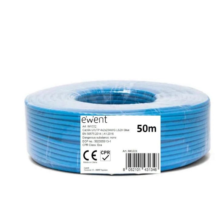 Ewent IM1222 Blue Network Cable 50 m Cat6a U/UTP (UTP) Round