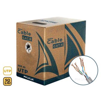 Phasak UTP Cat.6 AWG23 CCA Solid Network Cable Reel 305m Gray phr 6302