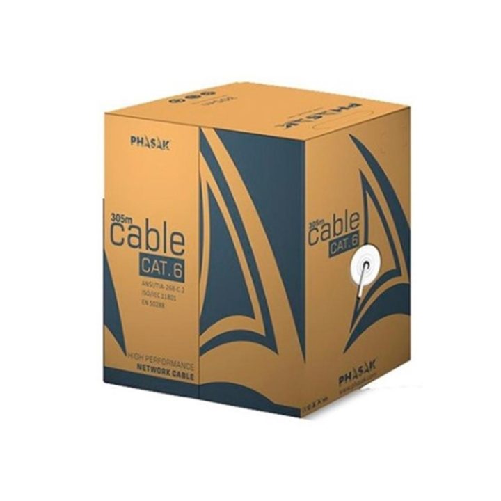 Phasak UTP Cat.6 AWG23 CCA Solid Network Cable Reel 305m Gray phr 6302