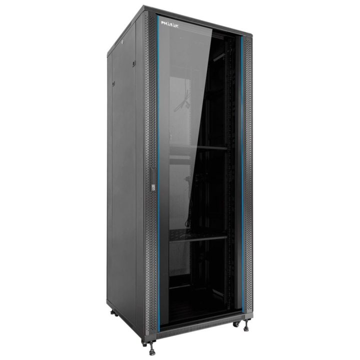 Phasak pro 37U 19-inch floor rack cabinet black 600x1000 mounted pho…