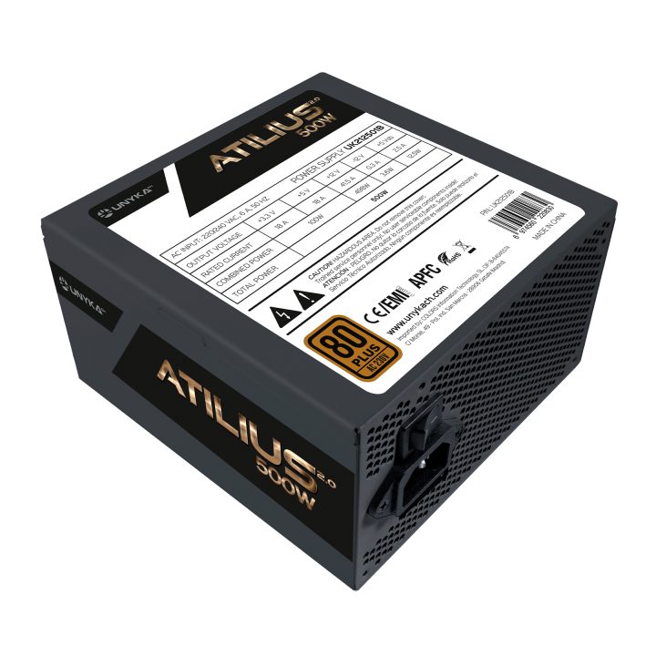 UNYKAch ATX Atilius 2.0 Black 500W 80+ Bronze unidade de fonte de…