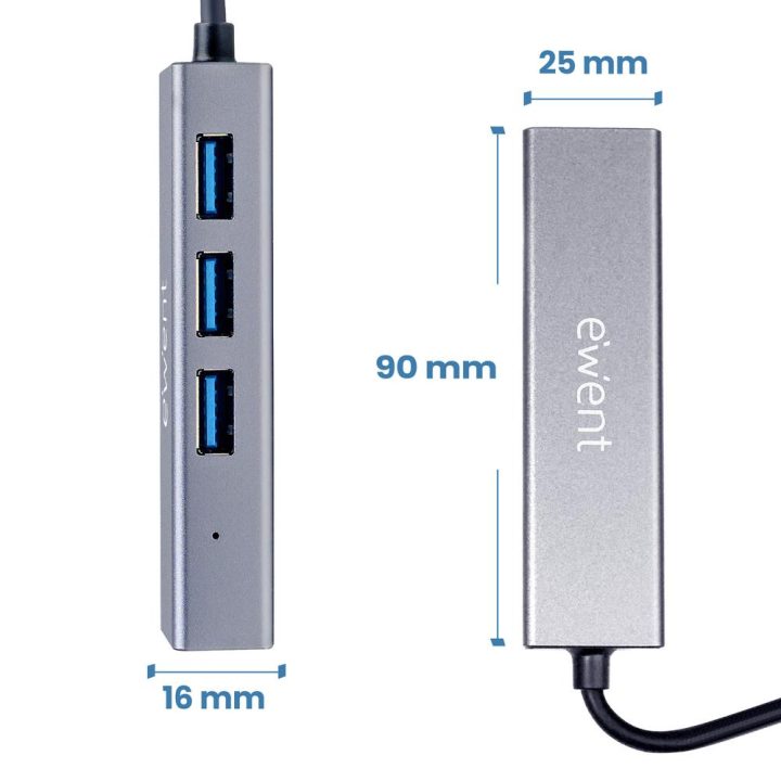 Ewent EW1159 USB 3.2 Gen 1 (3.1 Gen 1) Type-A + Type-C Interface Hub…