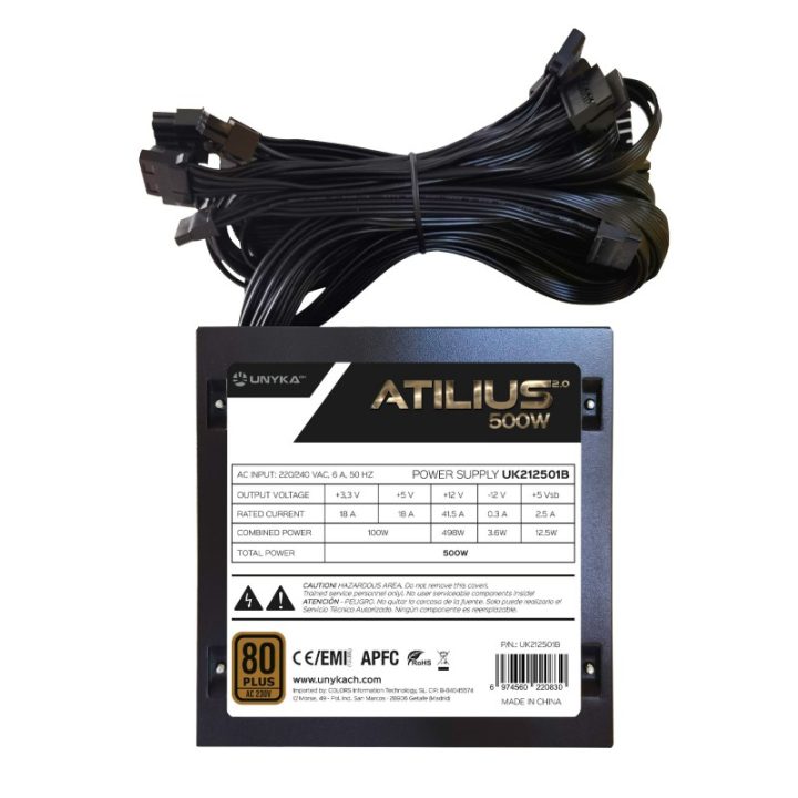 UNYKAch ATX Atilius 2.0 Black 500W 80+ Bronze unidade de fonte de…