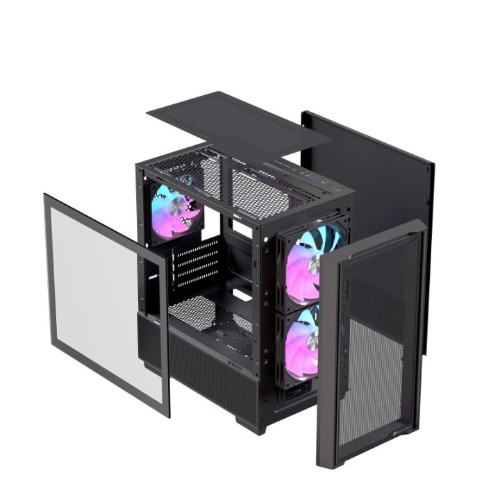 Caja ordenador gaming Einarex PM150 matx RGB cristal templado negro…