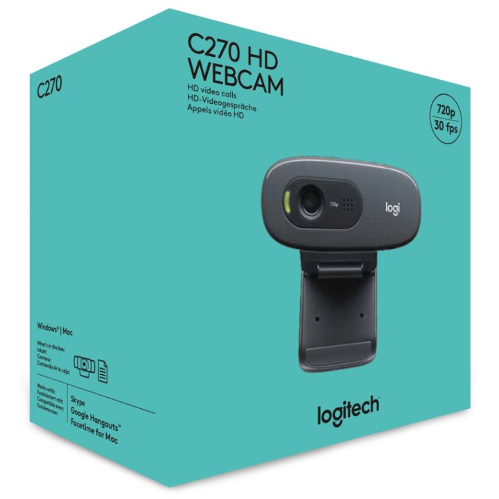 Logitech C270 HD cámara web 3 MP 1280 x 720 Pixeles USB Gris, Gris…