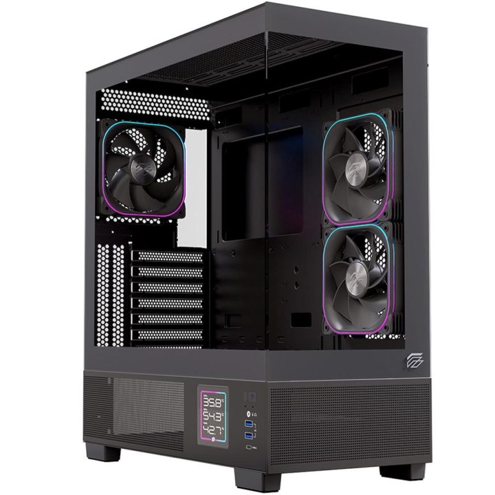 Einarex S501D ATX RGB Gaming PC Case Tempered Glass Black…
