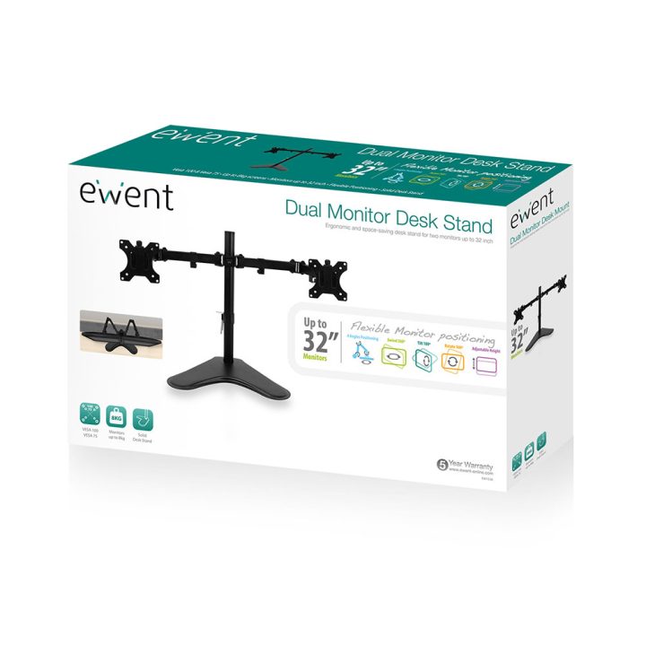 Ewent EW1536 32" Monitor Stand Desktop Black