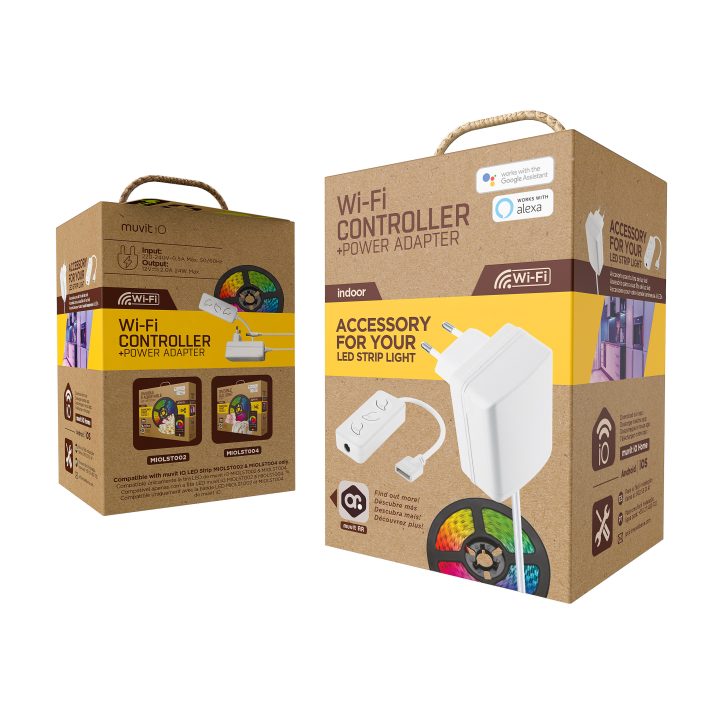 Kit Muvit io controlador Wi-Fi + transformador para tiras LED…