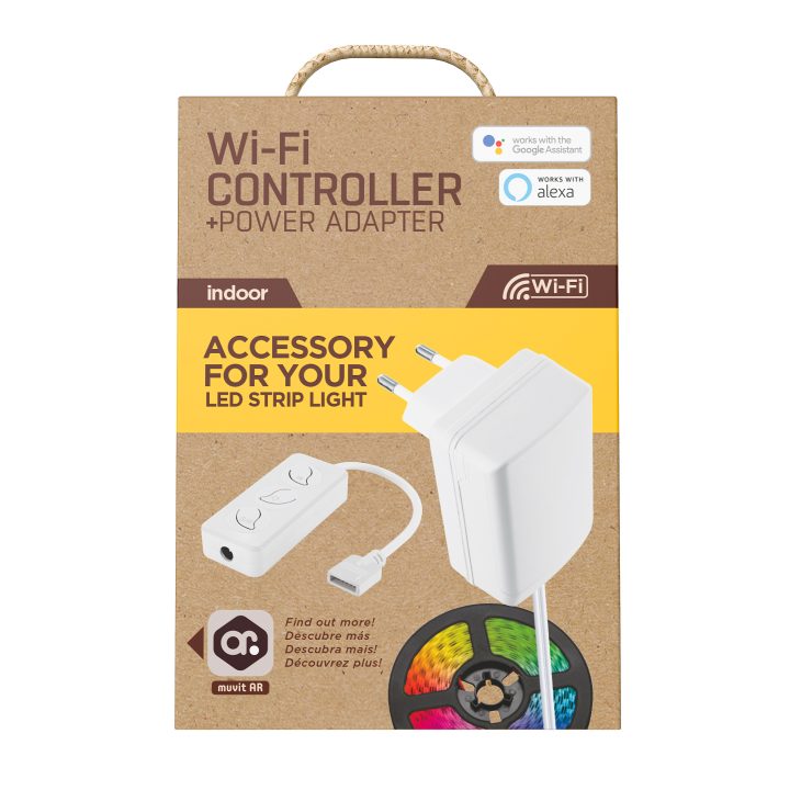 Kit Muvit io controlador Wi-Fi + transformador para fitas LED…