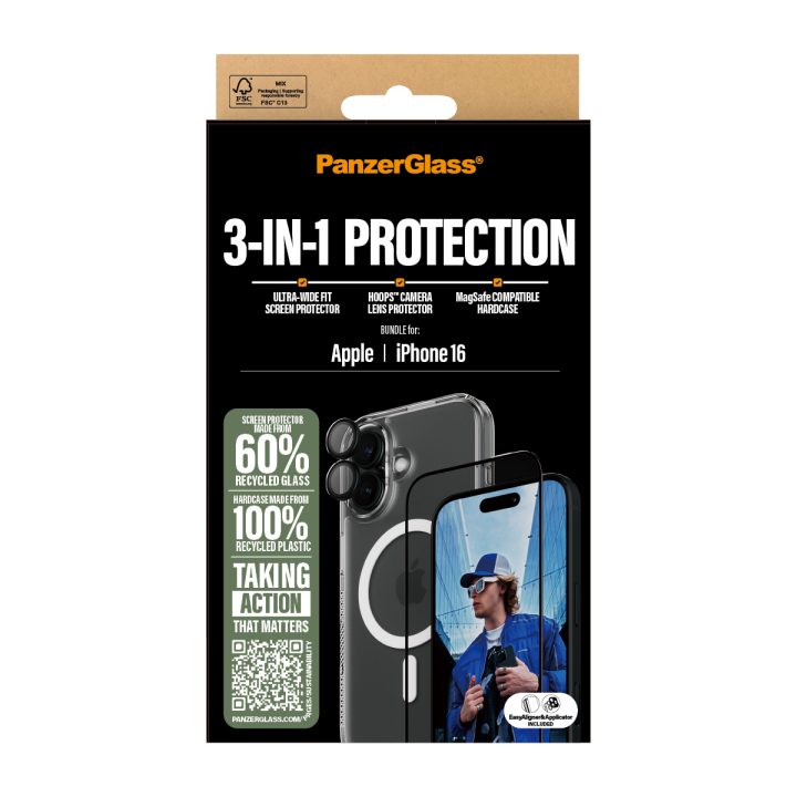 PanzerGlass ® 3-in-1 Protection Bundle iPhone 16 Protetor de ecrã…