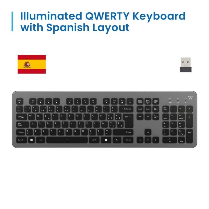 Ewent EW3296 teclado universal RF sem fios + USB QWERTY Espanhol…