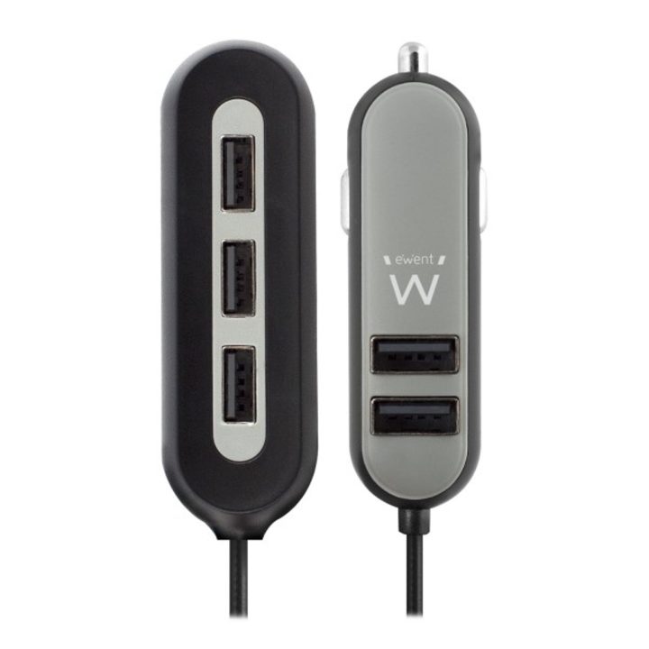 Ewent EW1355 Universal Mobile Device Charger Black, Gray Cigarette…