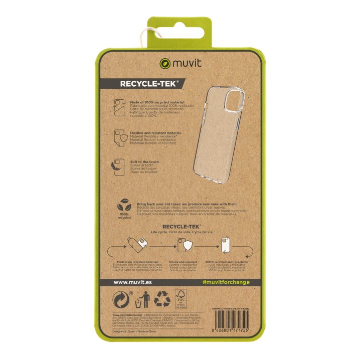 Capa Muvit recycletek para Apple iPhone 15 transparente (MCCRS0463)