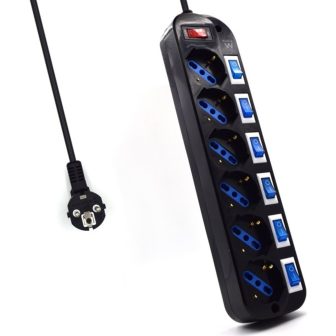 Ewent EW3851 limitador de tensión Negro 6 salidas AC 220 V 1,5 m