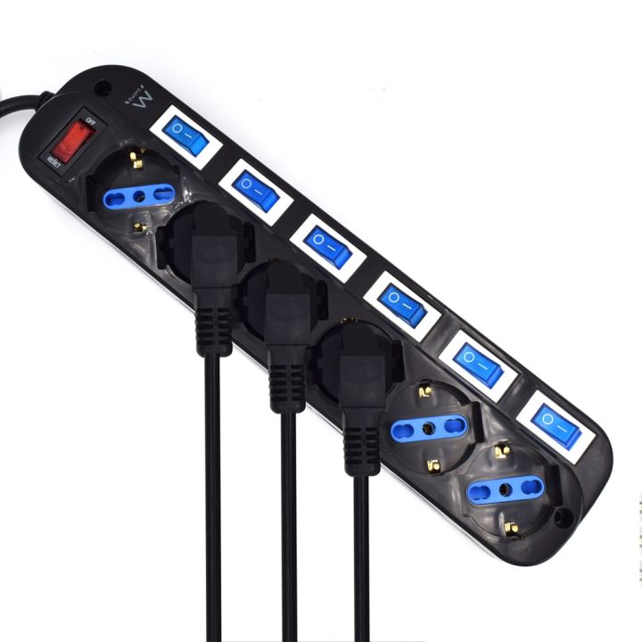 Ewent EW3851 Surge Protector Black 6 AC Outlets 220 V 1.5 m