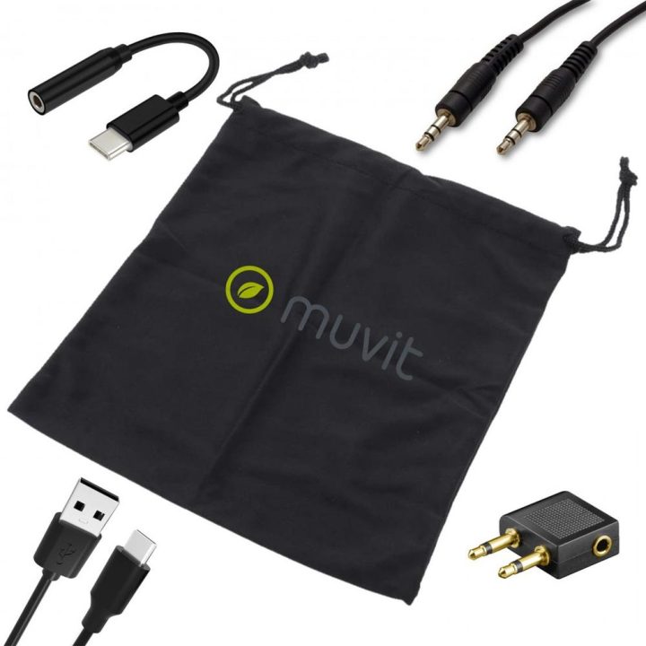 Auscultadores Muvit ANC sem fios preto (ANC-H90 BLACK)