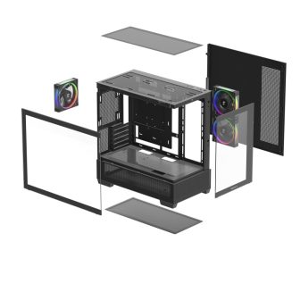 Gabinete de PC gaming Deepcool CG380U matx ARGB vidro temperado preto…
