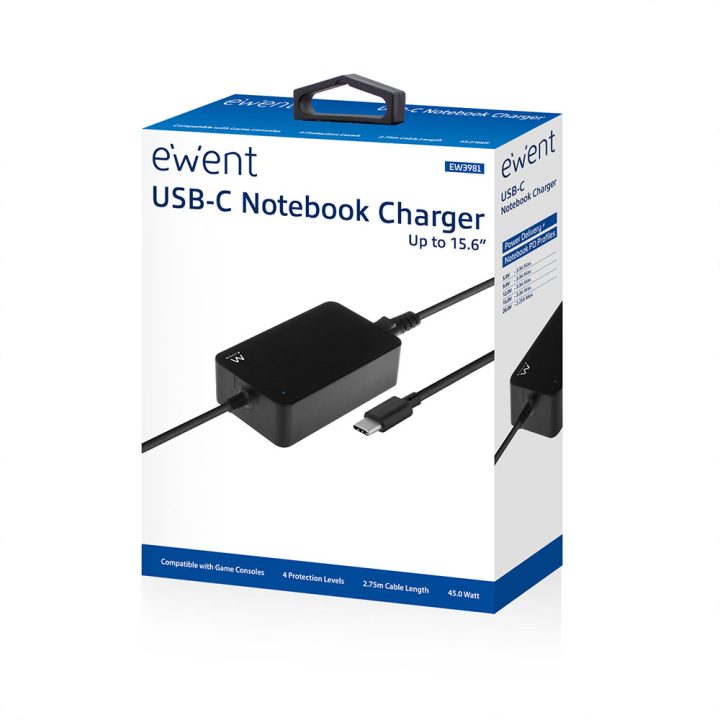Ewent EW3981 adaptador e inversor de corrente Interior 45 W Preto