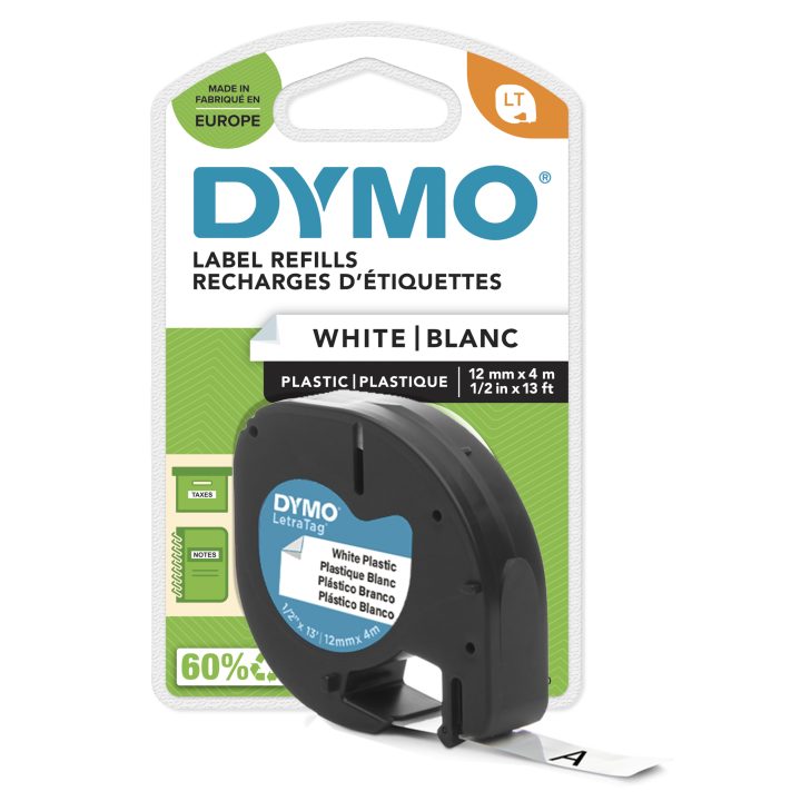 DYMO LT Plastic Genuine Labels | Black on White | 12 mm x 4m | for…
