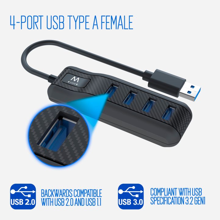 Ewent EW1138 USB 3.2 Gen 1 (3.1 Gen 1) Type-A Hub 5000 Mbit/s Black