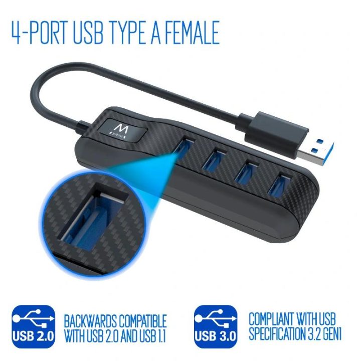 Ewent EW1138 USB 3.2 Gen 1 (3.1 Gen 1) Type-A Hub 5000 Mbit/s Black