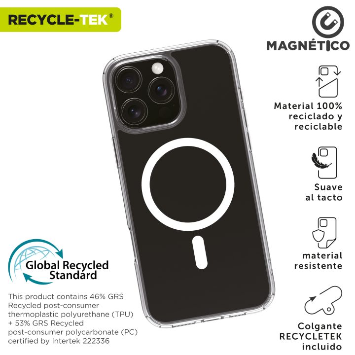 Muvit Recycletek MagSafe Case for Apple iPhone 16 Pro Max Transparent…