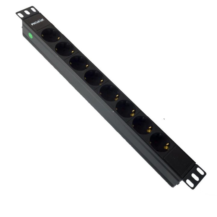 Regleta Phasak 8 tomadas armário rack 19 polegadas 1.8m preto bns 3518