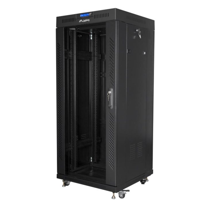 Lanberg free standing rack 19inch cabinet 27U 600X600 glass door LCD…