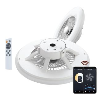 Lampara techo Muvit io Wi-Fi 40W blanco + ventilador 20W (323115-2)