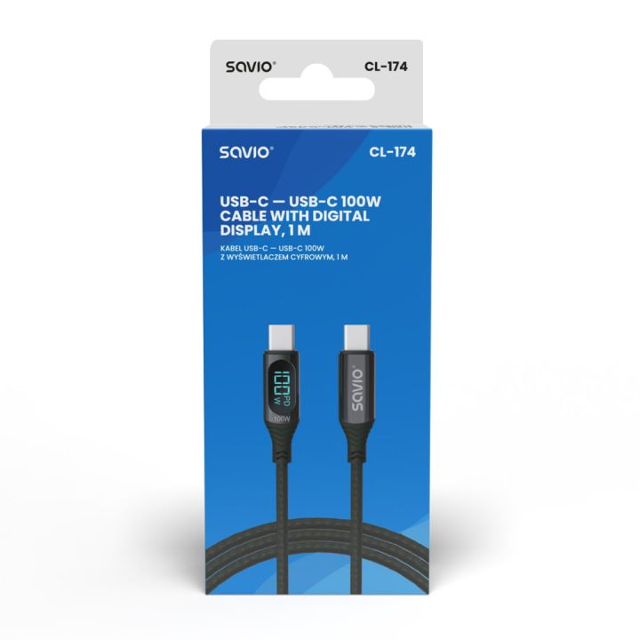Savio CL-174 USB-C Cable Black 1 m