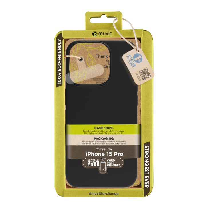 Muvit Recycletek Case for Apple iPhone 15 Pro Black (MCCRS0468)
