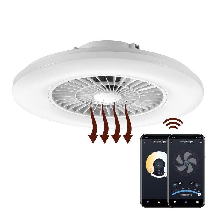 Lampara techo Muvit io Wi-Fi 40W blanco + ventilador 20W (323115-2)