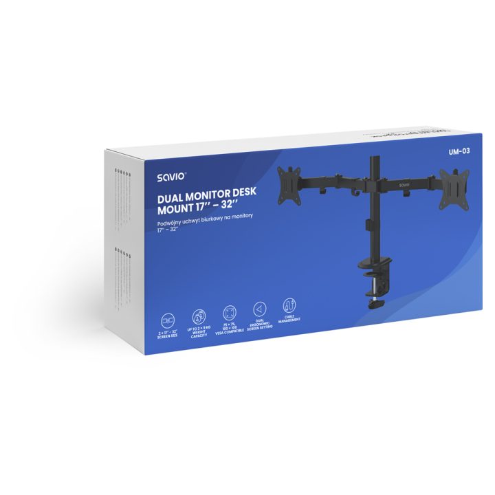 Suporte TV/monitor Savio UM-03 17-32" 2 braços