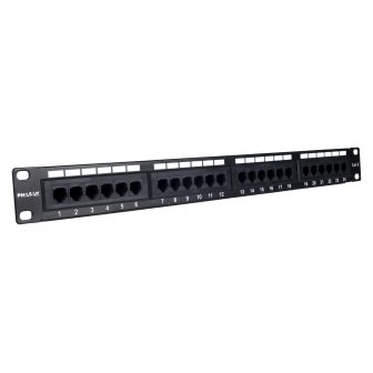 Phasak UTP RJ45 Cat. 6 Dual 24p 1U Black Patch Panel for 19-inch Rack…