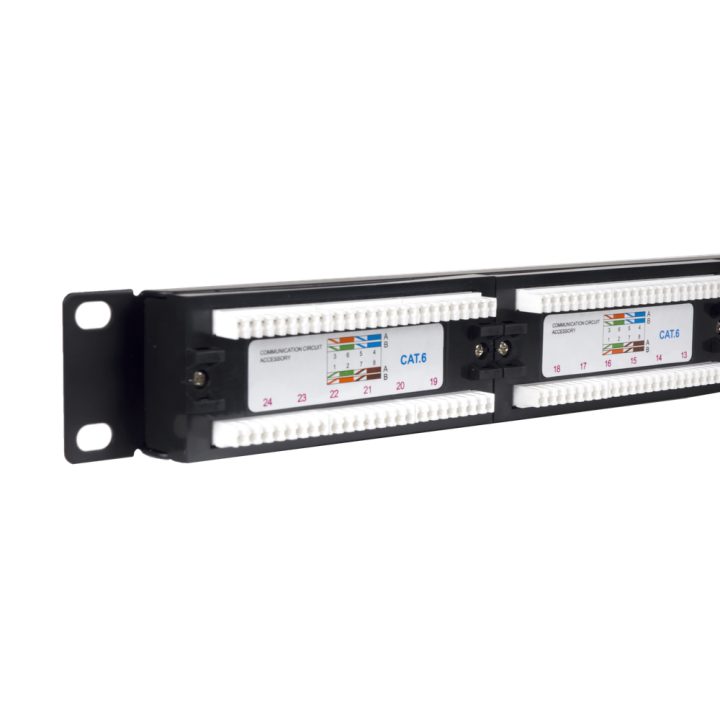 Phasak UTP RJ45 Cat. 6 Dual 24p 1U Black Patch Panel for 19-inch Rack…