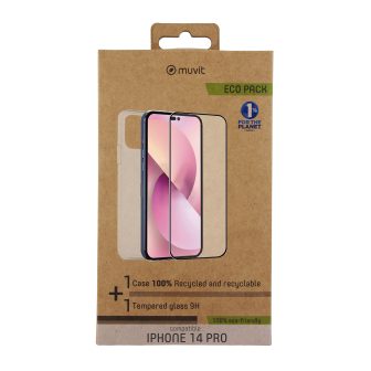 Muvit Case for iPhone 14 Pro + Flat Tempered Glass Screen Protector…