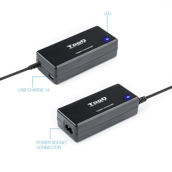 TooQ TQLC-65BS02AT adaptador e inversor de corrente Interior 65 W…